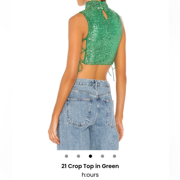 h:ours 21 crop top in green sequin - Picture 1 of 3